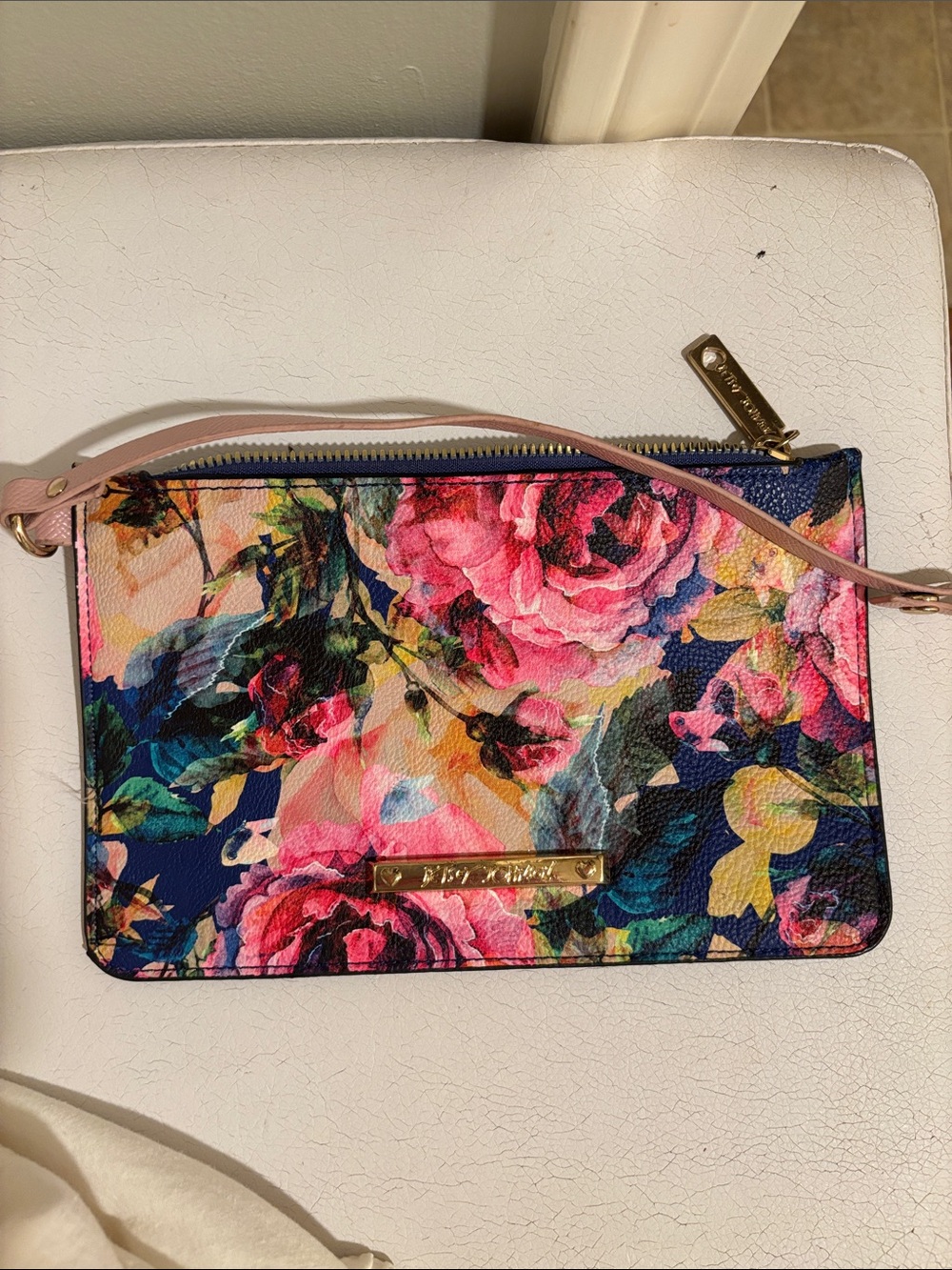 Betsey Johnson Pink and Blue Floral Clutch